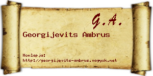 Georgijevits Ambrus névjegykártya